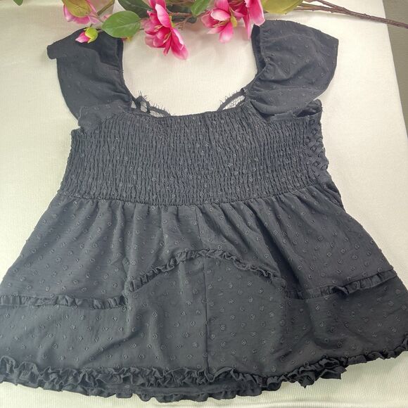 Rue Plus Black Lace Boho Festival Blouse Women’s Plus Size 4X Baby Doll - Picture 2 of 14